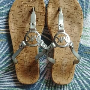 Silver and cork sandals